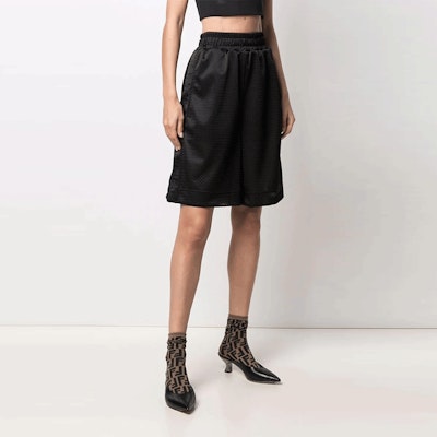 (W) FENDI FW21 Falda-Short Negra con Cintura Elástica y Largo a la Rodilla. FAB233AESDF0GME Purchase (W) FENDI FW21 Falda-Short Negra con Cintura Elástica y Largo a la Rodilla. FAB233AESDF0GME