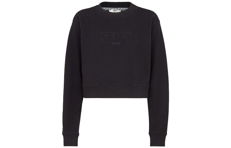 (Women) FENDI FW21 Black Knit Crewneck Pullover Sweatshirt. FS7427AHLTF0GME