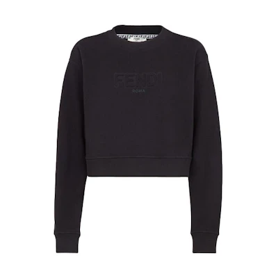 (Women) FENDI FW21 Black Knit Crewneck Pullover Sweatshirt. FS7427AHLTF0GME