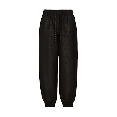 (Women) FENDI FW21 Black Knit Joggers with All-Over Logo Print. FAB228AGMKF1ENI