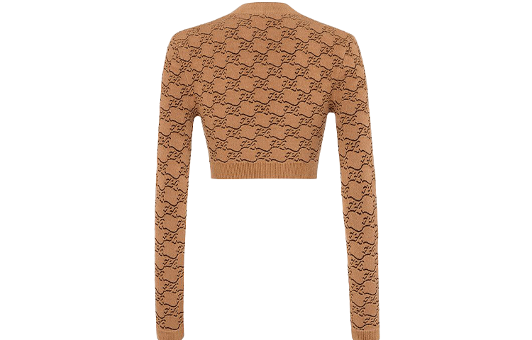 Lookbook (W) 펜디 FW21 브라운 프린트 니트 스웨터. FZC896AHEDF1FLF