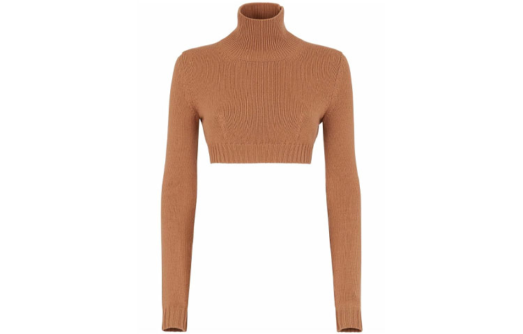(Women) FENDI FW21 Brown Logo Turtleneck Cashmere Sweater. FZX699AHE6F1ENR
