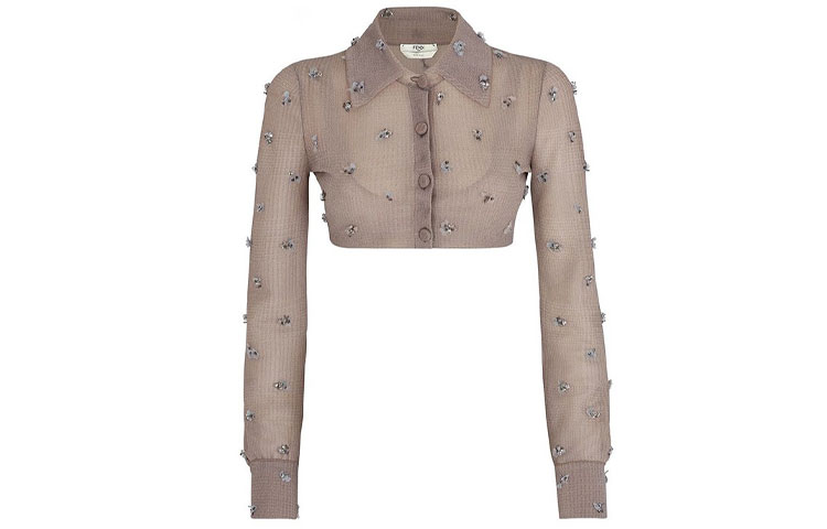 (Women) FENDI FW21 Cropped Long Sleeve Shirt Purple FZC901AHEGF1EPS