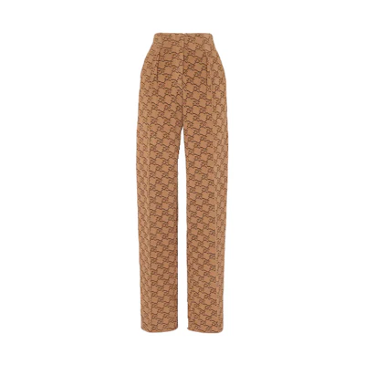 (Women) FENDI FW21 Jacquard High-Waist Straight-Leg Pants Women Brown. FZR735AHEDF1FLF