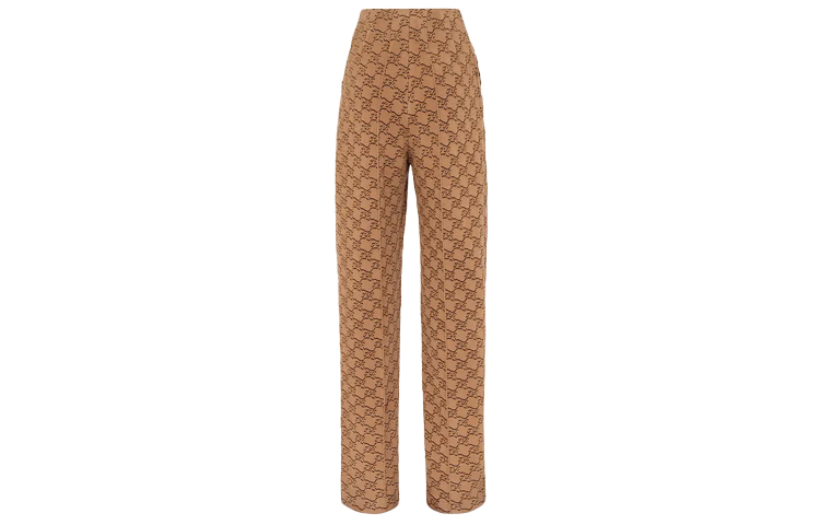 Lookbook (W) FENDI 女士高腰直筒长裤棕色 FW21 提花款式裤子 FZR735AHEDF1FLF