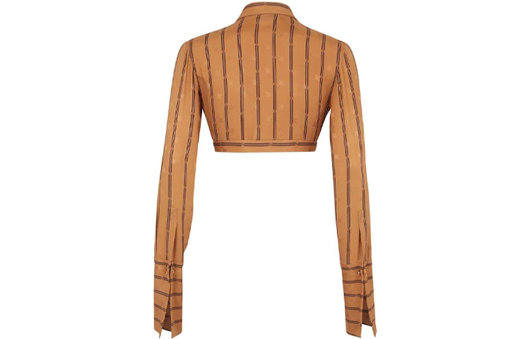 Lookbook (W) FENDI FW21 Baju Wanita Karligraphy Coklat Berjalur Lengan Panjang Pendek. FS7476AGTQF1ENR