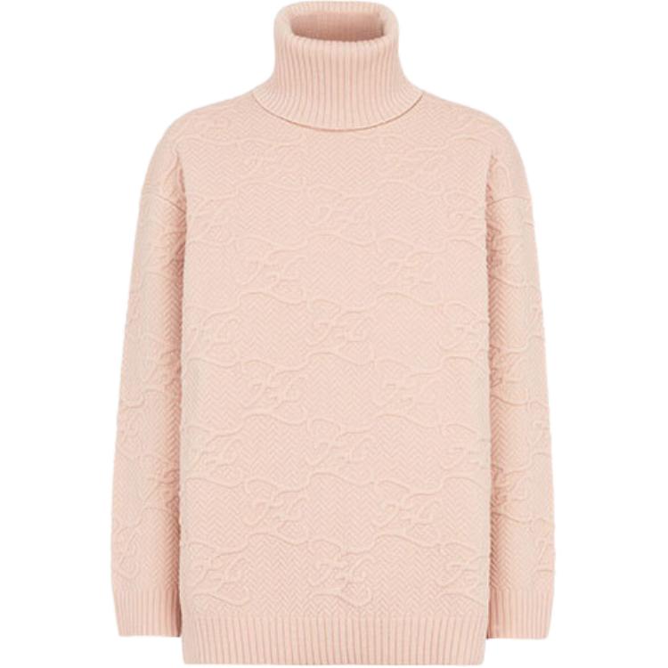 (Women) FENDI FW21 Karligraphy Knit High-Neck Sweater Pink. FZX697AHE9F1ENM