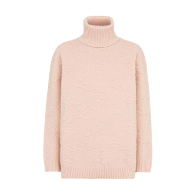 (Women) FENDI FW21 Karligraphy Knit High-Neck Sweater Pink. FZX697AHE9F1ENM