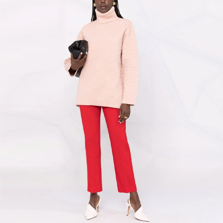 Shop (W) FENDI FW21 Karligraphy 高領針織毛衣 粉紅色 FZX697AHE9F1ENM