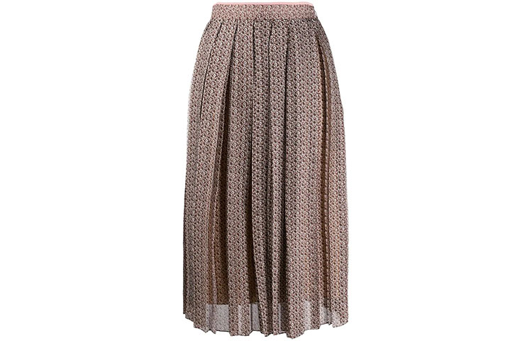 Order (W) フェンディ FW21 プリント プリーツ カジュアル ミディスカート ブラウン FQ7133A5XGF19ES