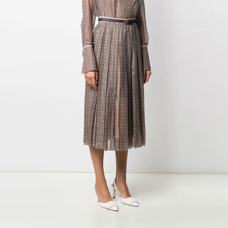 Purchase (W) フェンディ FW21 プリント プリーツ カジュアル ミディスカート ブラウン FQ7133A5XGF19ES