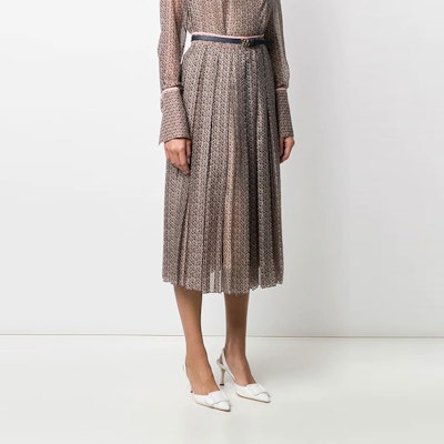 (W) フェンディ FW21 プリント プリーツ カジュアル ミディスカート ブラウン FQ7133A5XGF19ES Purchase (W) フェンディ FW21 プリント プリーツ カジュアル ミディスカート ブラウン FQ7133A5XGF19ES
