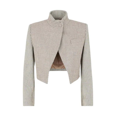 (Women) FENDI FW22 Beige Checkered Wool Single-Breasted Jacket. FJ7292AKSMF1IHB