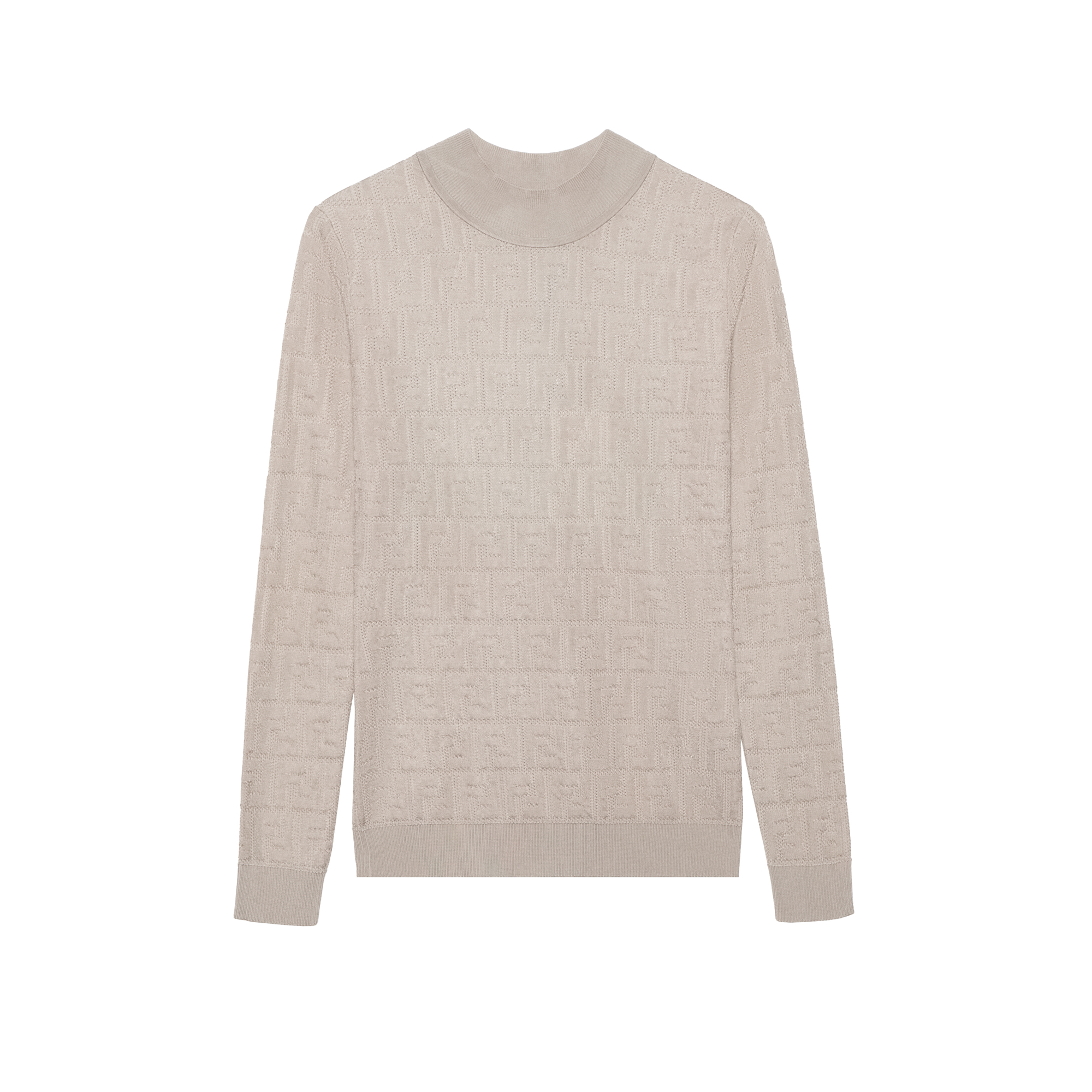 (Women) FENDI FW22  Beige Logo Jacquard Crewneck Sweater FZY935ABWQF1J7B