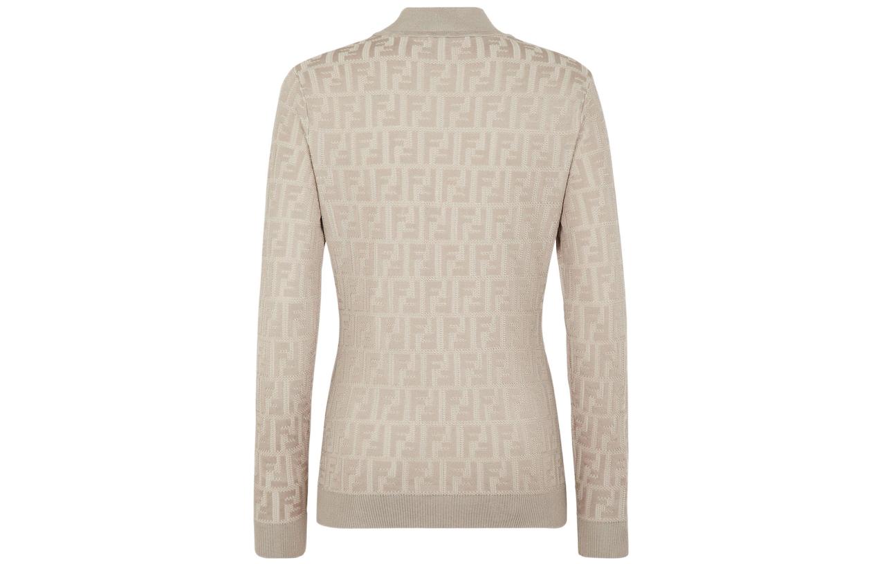 Lookbook (W) 펜디 FW22 베이지 로고 자카드 크루넥 스웨터 FZY935ABWQF1J7B