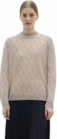 Shop (W) FENDI FW22 米色Logo提花圓領毛衣 FZY935ABWQF1J7B