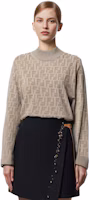 Purchase (W) FENDI FW22 米色Logo提花圓領毛衣 FZY935ABWQF1J7B