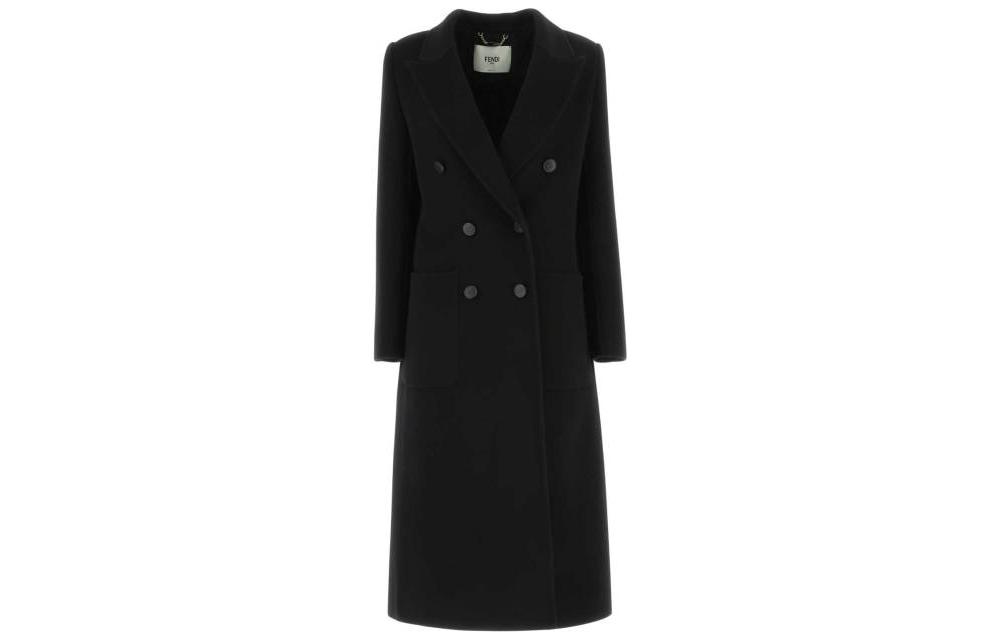 (Women) Fendi FW22  Black Double-Breasted Mid-Length Coat. FF8947A5HDF1FL8