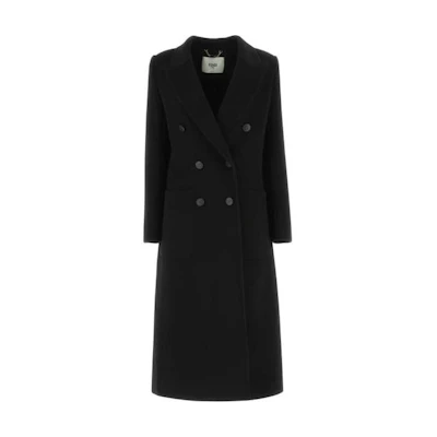 (Women) Fendi FW22 Black Double-Breasted Mid-Length Coat. FF8947A5HDF1FL8