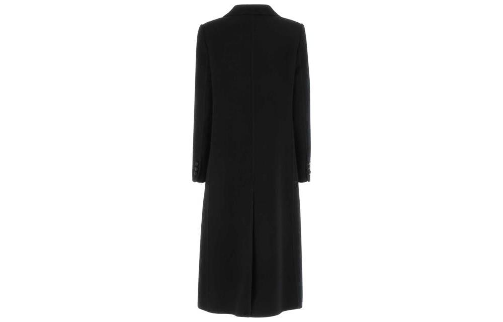 Lookbook (W) Fendi FW22 Mantel Hitam Double-Breasted Panjang Sedang. FF8947A5HDF1FL8