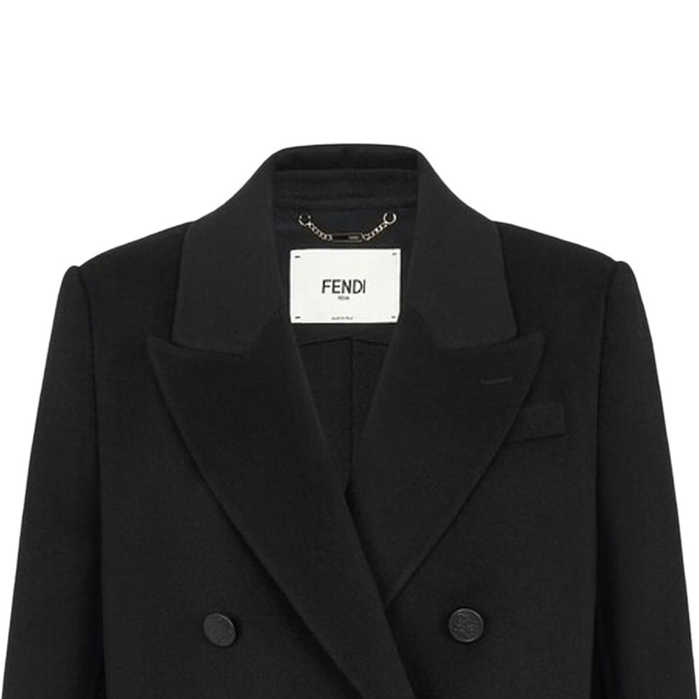 Details for (W) FENDI FW22 Abrigo Largo Negro Doble Botonadura con Bolsillos. FF8948W1DF0GME