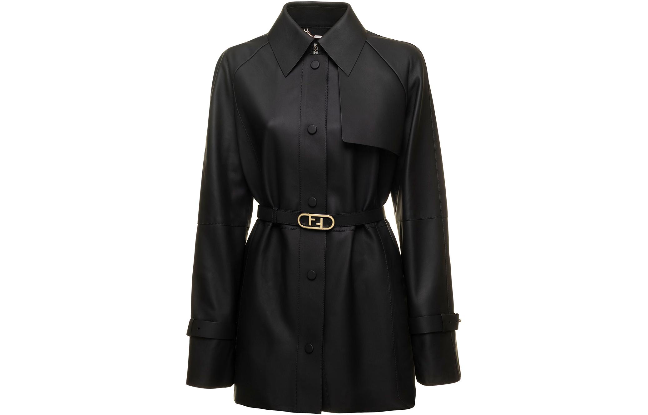 (Women) FENDI FW22  Black Tie-Waist Slim Fit Casual Long Sleeve Jacket. FPJ927ALBEF0GME