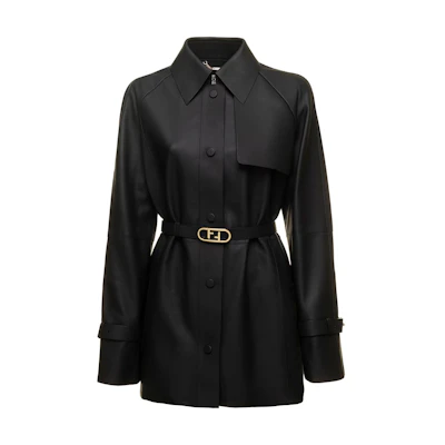 (Women) FENDI FW22 Black Tie-Waist Slim Fit Casual Long Sleeve Jacket. FPJ927ALBEF0GME