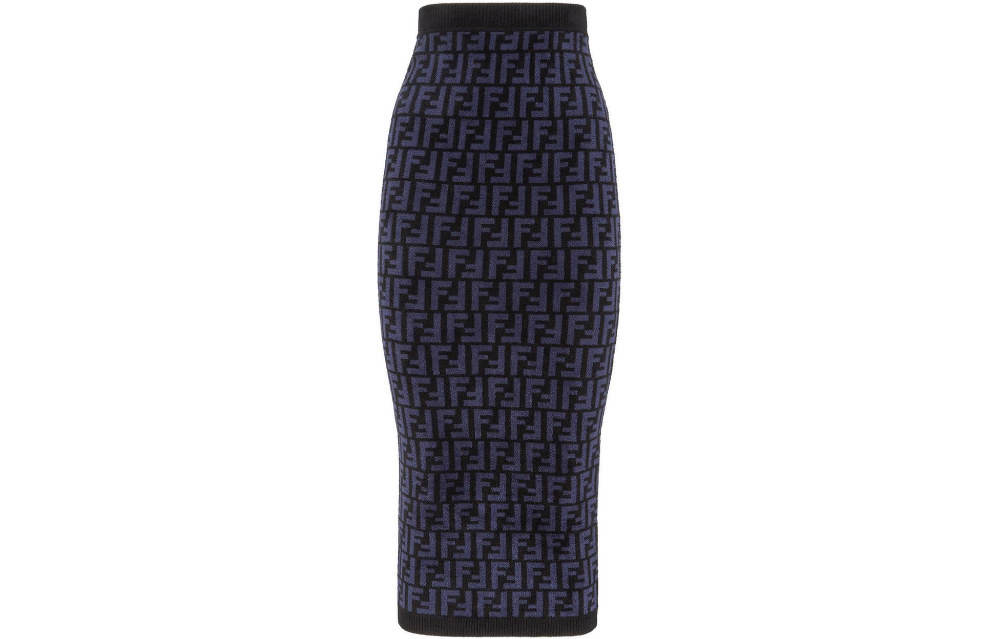 Order (W) FENDI FW22 Falda Casual Azul con Logo Jacquard. FZQ687ALAPF10W3
