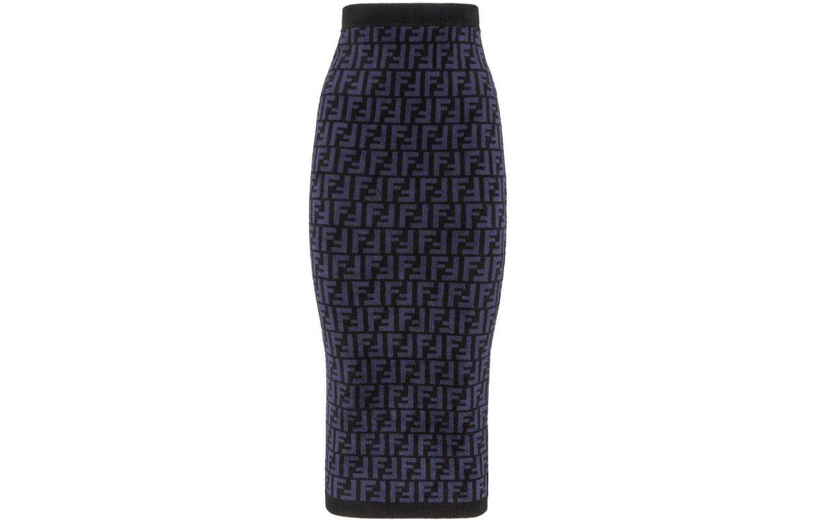 Lookbook (W) FENDI FW22 Falda Casual Azul con Logo Jacquard. FZQ687ALAPF10W3
