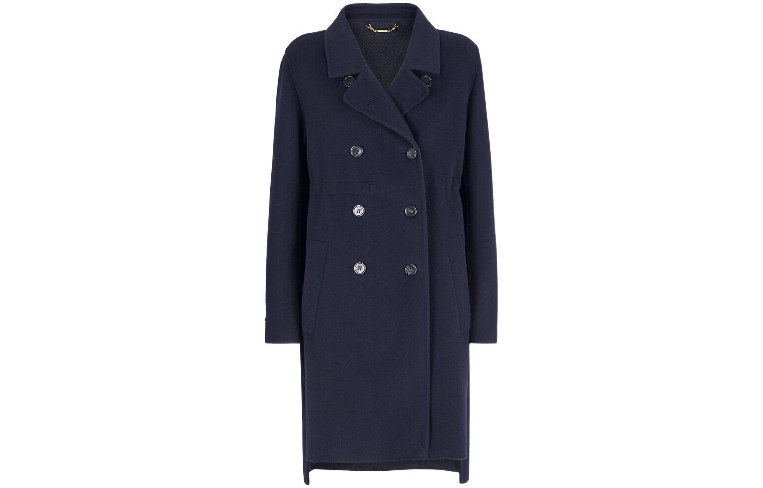 (Women) FENDI FW22  Blue Solid Single-Breasted Oversized Long Sleeve Coat. FF8950W18F1IHG