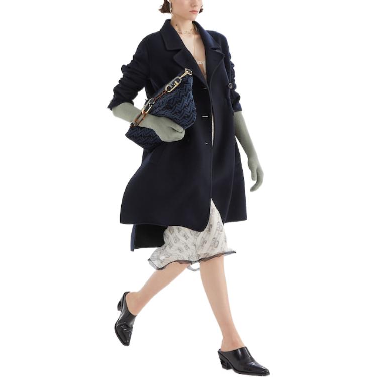 Shop (W) FENDI FW22 Abrigo Azul Oversized de Manga Larga y Corte Recto. FF8950W18F1IHG
