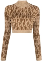 (Women) FENDI FW22 Brown Logo Jacquard Knit Sweater. FZX838ALAPF10W1 (Women) FENDI FW22 Brown Logo Jacquard Knit Sweater. FZX838ALAPF10W1