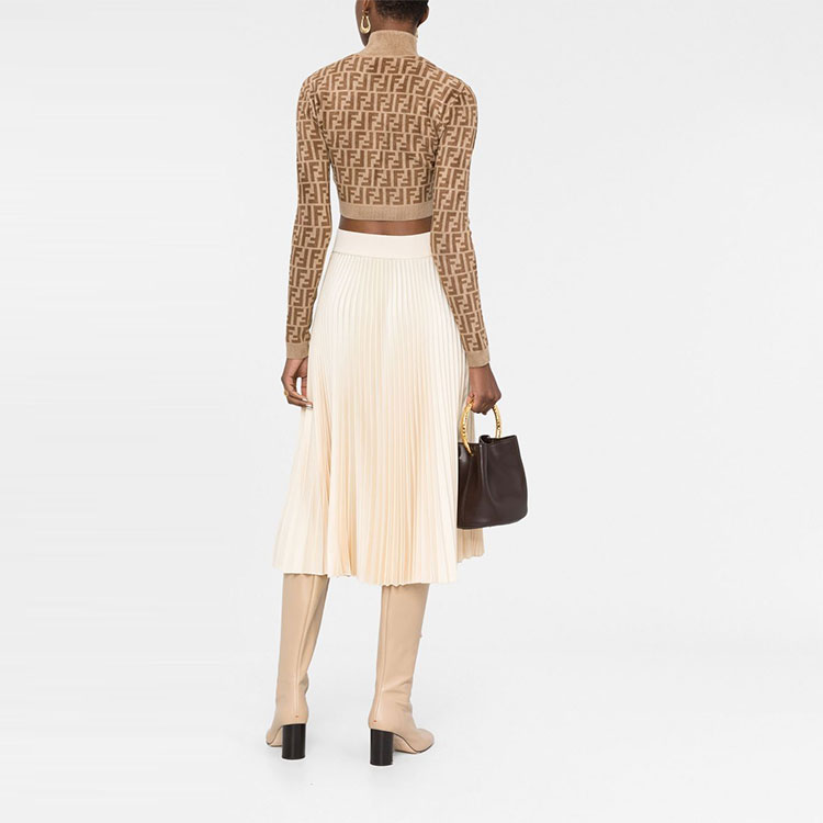 Shop (W) FENDI FW22 棕色提花針織毛衣帶logo設計。 FZX838ALAPF10W1