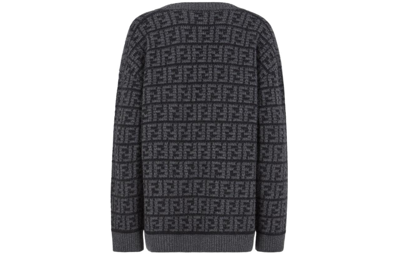 Lookbook (W) FENDI FW22 灰色V領長袖針織休閒毛衣。 FZC950ALOJF0GME