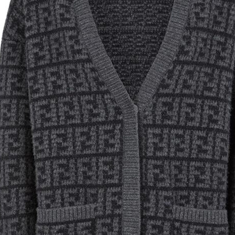 Details for (W) FENDI FW22 灰色V領長袖針織休閒毛衣。 FZC950ALOJF0GME