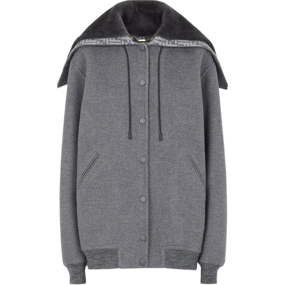 (Women) FENDI FW22  Grey Single-Breasted Long-Sleeve Jacket with Pockets. FJ7295A5HDF1IHH