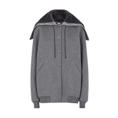 (Women) FENDI FW22 Grey Single-Breasted Long-Sleeve Jacket with Pockets. FJ7295A5HDF1IHH