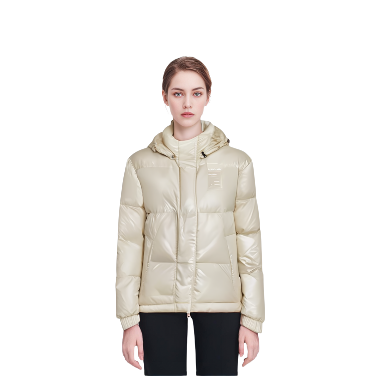 Shop (W) FENDI FW22 珍珠白连帽拉链羽绒夹克 FAN094AK85F1IHA