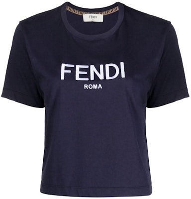 (Women) FENDI FW22 Navy Blue Letter Logo Embroidered Crew Neck T-Shirt. FS7389ALCAF1IHG Buy (Women) FENDI FW22 Navy Blue Letter Logo Embroidered Crew Neck T-Shirt. FS7389ALCAF1IHG