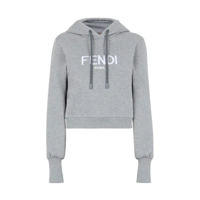 (Women) FENDI FW22 Oversized Logo Hoodie Sweatshirt in Gray. FS7516ALCBF1IHH