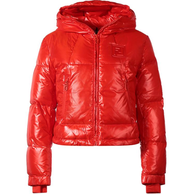 (Women) FENDI FW22  Solid Color Down Jacket Hooded Zip-Up - Orange Red FAN095AK85F1IHE