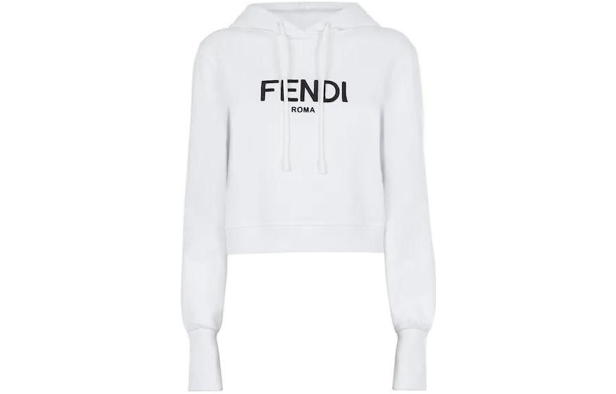 Order (Women) FENDI FW22  White Knit Hoodie with Large Logo Embroidery. FS7516ALCBF0ZNM