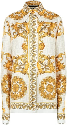 (Women) FENDI FW22 Baroque Print Long Sleeve Shirt Yellow FS7891AIE3F0VT1 Buy (Women) FENDI FW22 Baroque Print Long Sleeve Shirt Yellow FS7891AIE3F0VT1