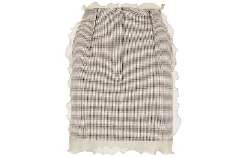 (Women) FENDI FW22 Beige Ruffled Waist Slim Fit Casual Mini Skirt for Women. FQ7416AKSMF1IHB