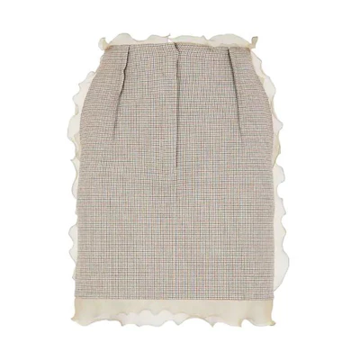 (Women) FENDI FW22 Beige Ruffled Waist Slim Fit Casual Mini Skirt for Women. FQ7416AKSMF1IHB