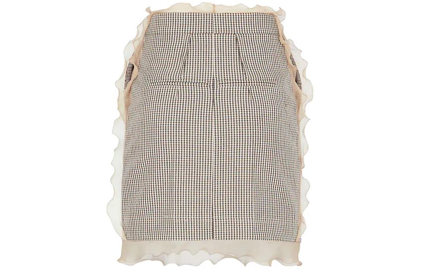 Lookbook (W) FENDI FW22 Falda Mini Beige Ajustada Casual con Volantes para Mujer. FQ7416AKSMF1IHB
