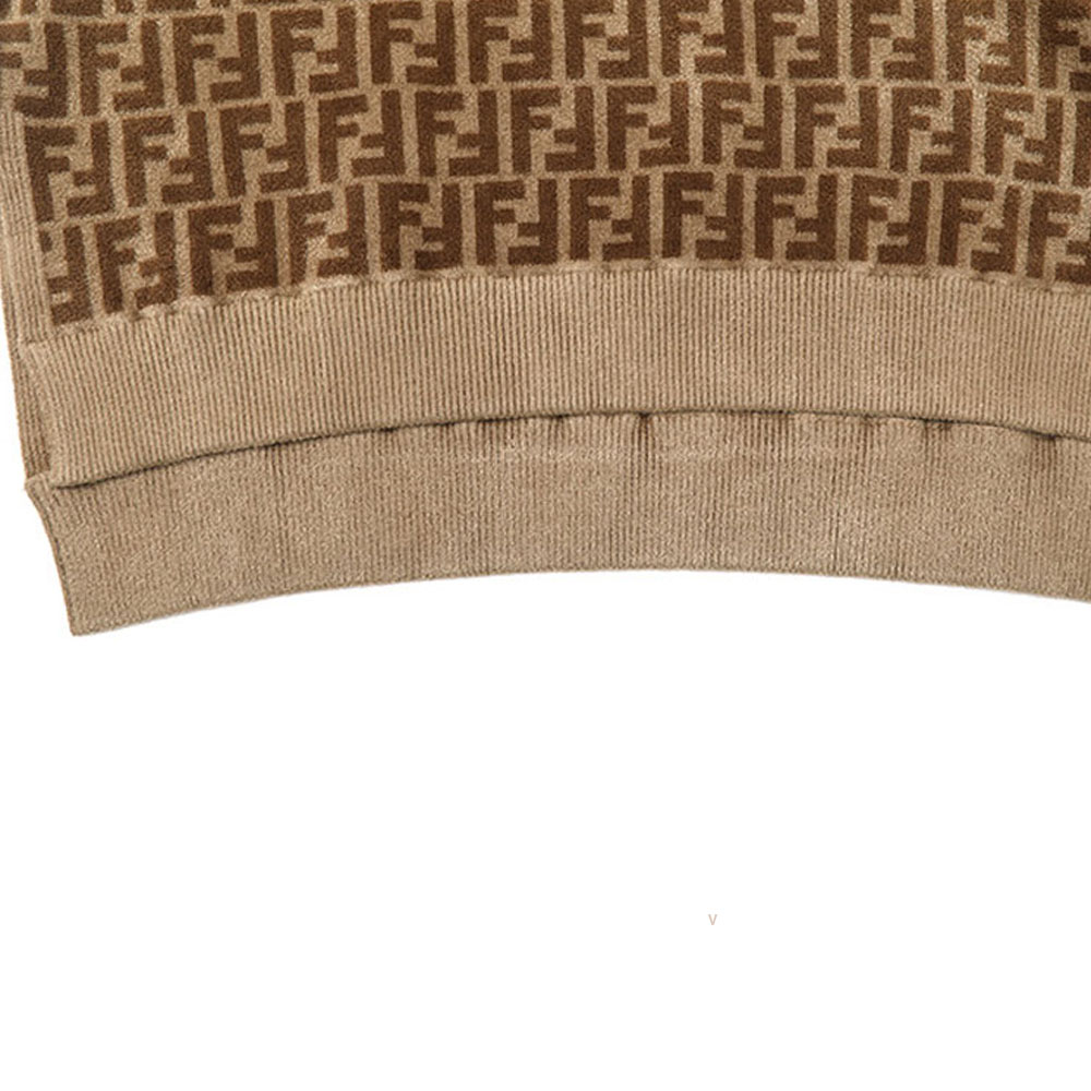Purchase (W) FENDI FW22 Monogram Jacquard Knit Sweater Wanita Coklat Muda FZX860ALAPF10W1