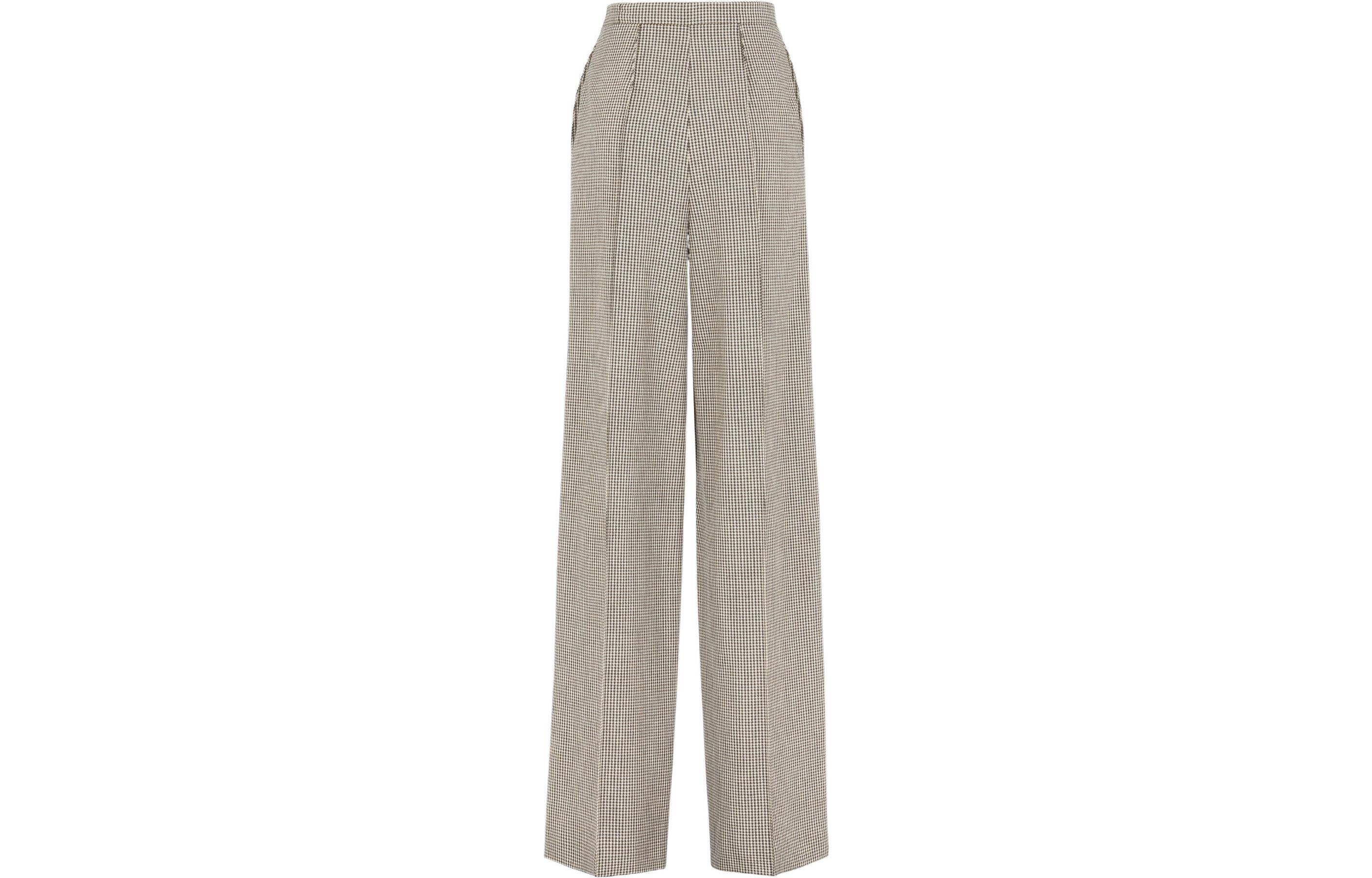 Lookbook (W) 芬迪FW22女士高腰宽松格纹裤卡其色 FR6389ALCDF1IHB
