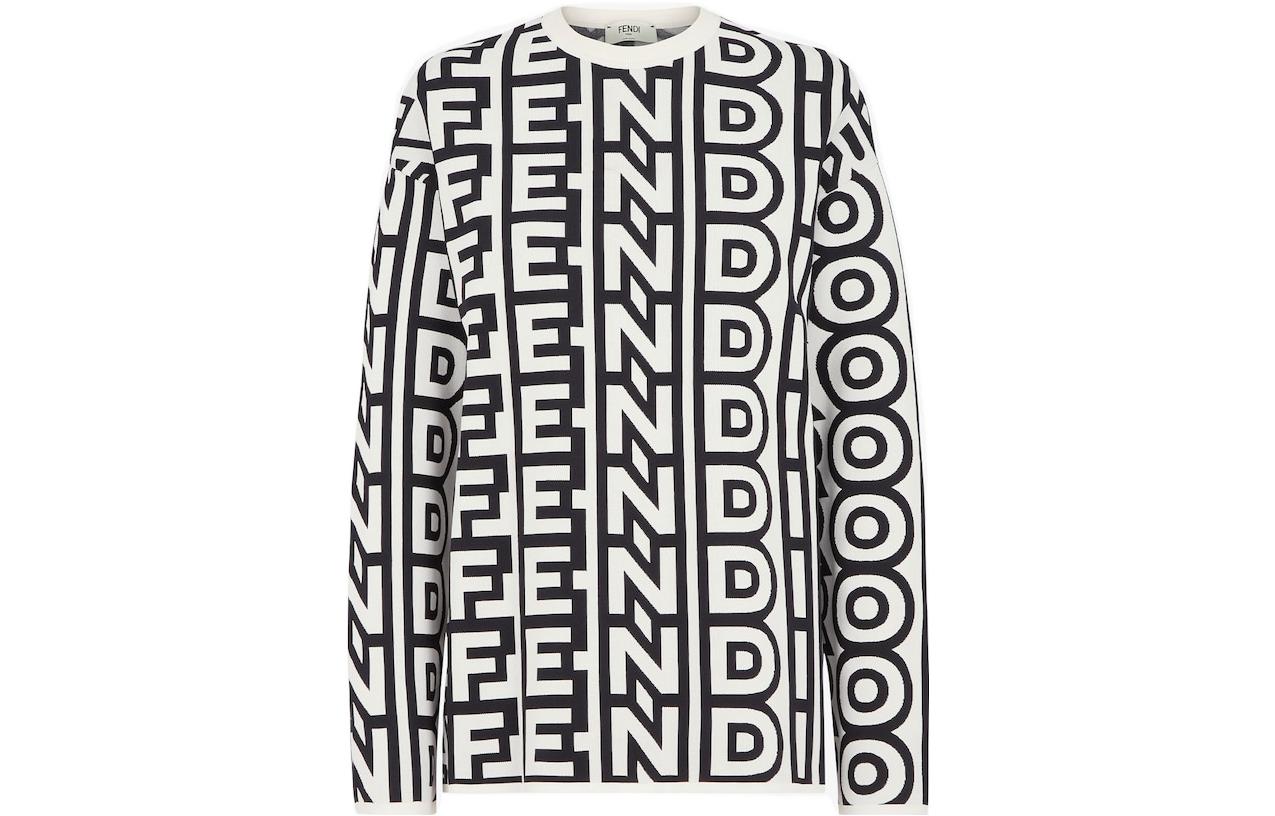 (Women) FENDI FW22 Roma Capsule Crewneck Letter Logo Knit Sweater Women White FZX960AMDSF1KCV 圖 2