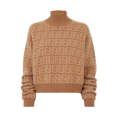 (Women) FENDI FW23 All-Over Print Turtleneck Long Sleeve Sweater FZXA79AQYNF0QB8